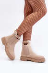 Suede Ankle Boots With Massive Sole Light Beige Ozaro 