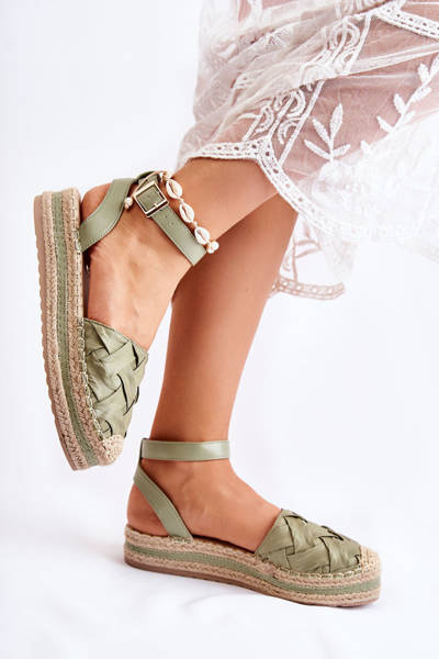 Espadryle Sandały Damskie Platforma Zielone Susane
