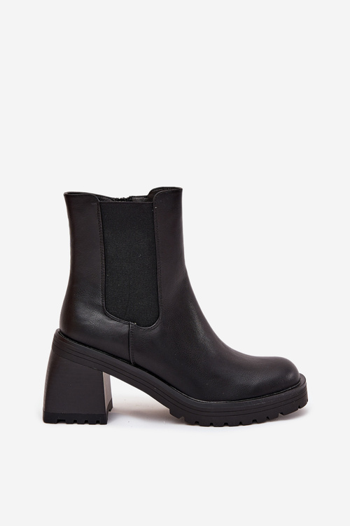 Womens Ankle Boots On Heel Black Thalira