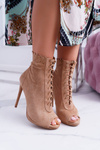 Lu Boo Lace-up Beige Open Heel Boots Sandals Natasha