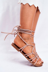 Women's Sandals Laced Beige Negros