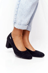 Suede Pumps On A Block Heel Sergio Leone PB178 Black