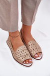 Leather perforated ballerinas with open toes S.Barski LR51-922 Gold