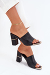 Elegant women's sandals on a heel black Raiza