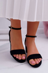 Women's Stiletto Sandals with Glitter Black Nathalie