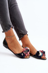 Women's Rubber Ballerina Flats with Flowers Black Junikla