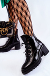 Lacquered Warm Lace-up Boots Black Ragnhild