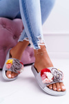 Women's Flip Flops With Flower Grey Della