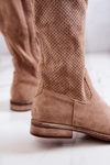 Women's Suede Openwork Boots Beige Thessie