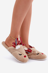 Christmas Slippers With Reindeer Motif Beige Sylaia