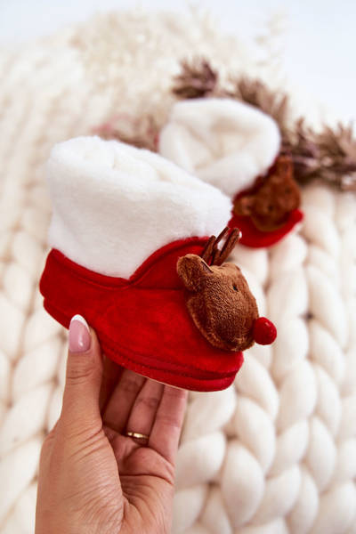 Children's Warm Brown reindeer Red