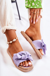 Women's Slippers With A Fabric Bow Purple Ginna