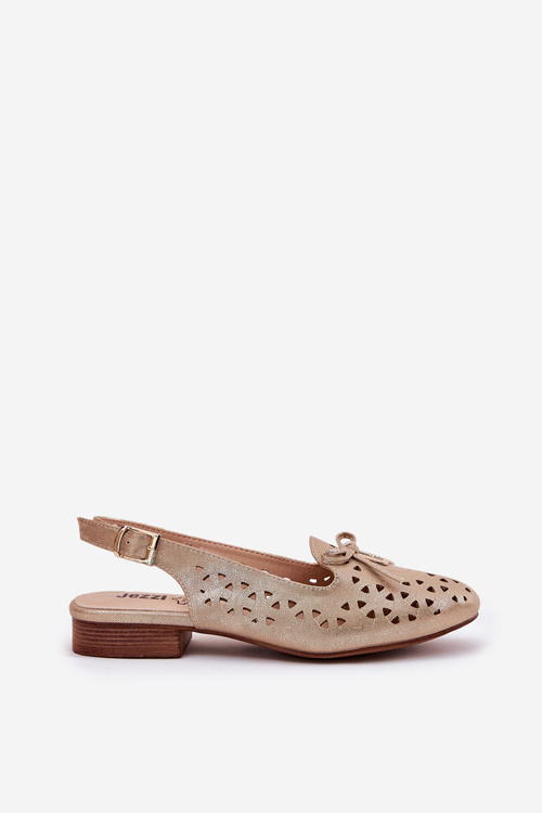 Perforated Ballerinas With Open Heel Gold Navinnia
