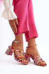 Patterned Sandals with Stiletto Heel Purple Jenglla