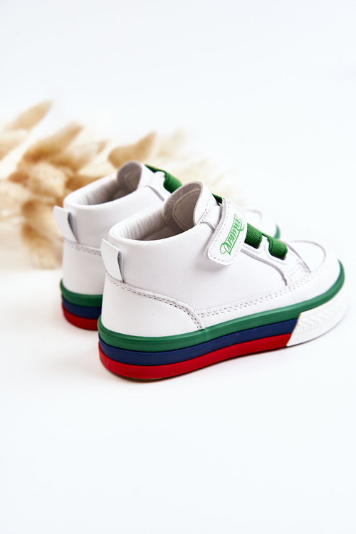 Children's High-top Sneakers With Rib White and Green Baxter