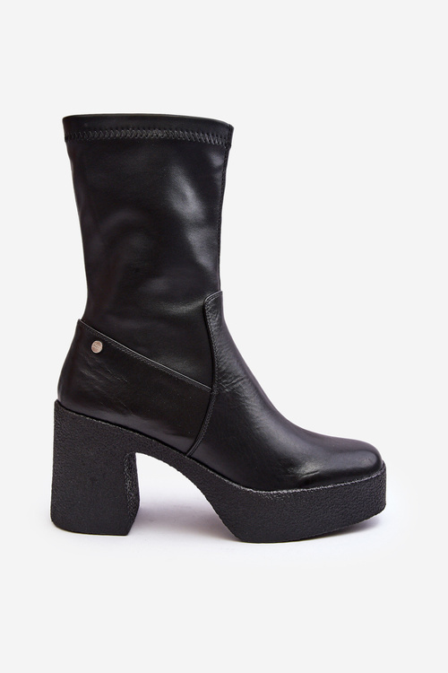 Women's Leather Boots on Heel GOE MM2N4047 Black