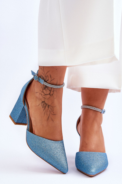 Elegant Shiny  Pumps With Rhinestones Blue Magic