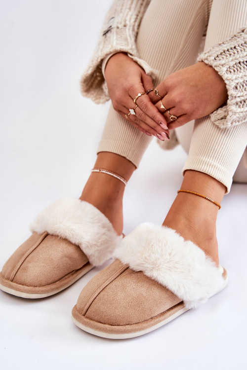 Papcie Damskie Gładkie Futerko Beżowe Morisea