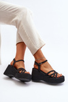 Black Platform Sandals and Wedges Oporia