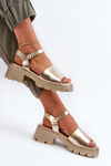 Women's Sandals on Chunky Heel Gold Dottiassa