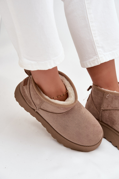 Women's Snow Boots On Platform Dark Beige Celyra