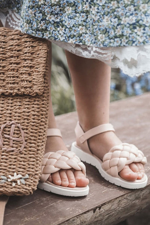 Children's Braided Sandals Pink Adella