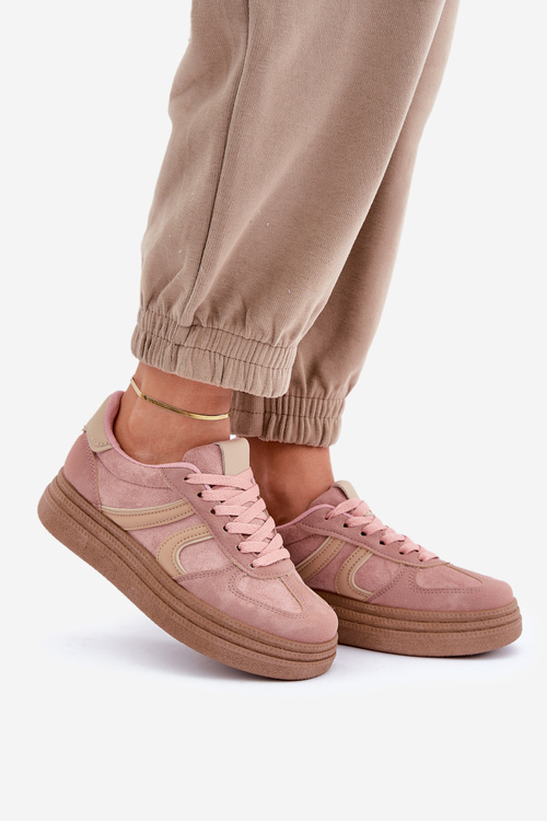Damskie Sneakersy Na Platformie Różowe Lesida