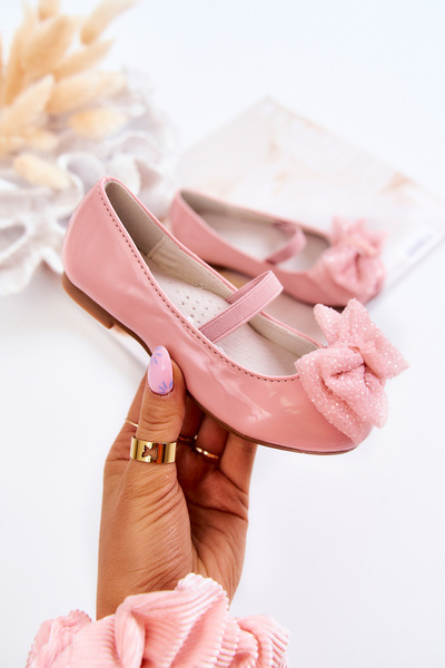 Dětské lakované balerínky s mašlí Pink Zolly