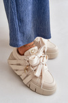 Women's Leather Sneakers With Decorations CheBello 4292 Beige