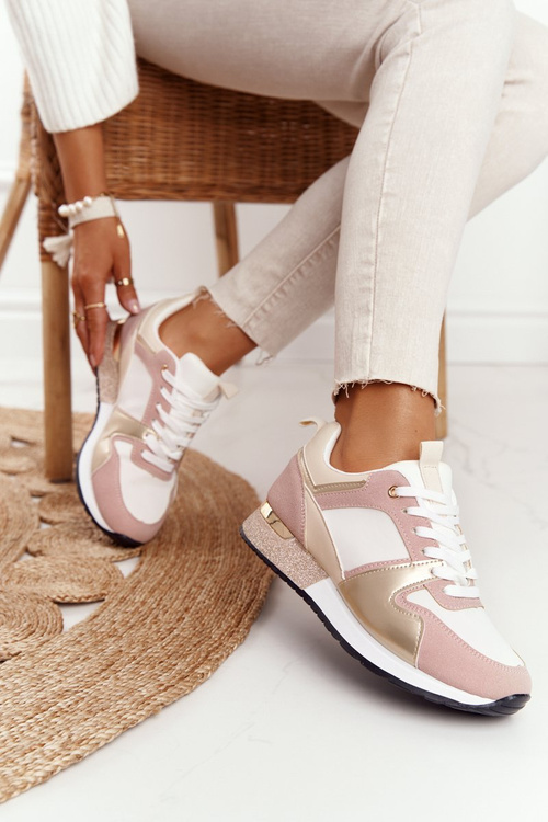 Women’s Sport Shoes Sneakers Beige With Glitter Belinda