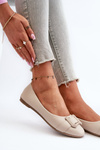 Ballerinas With Strap And Ornament Eco Leather Light Beige Cadwenla