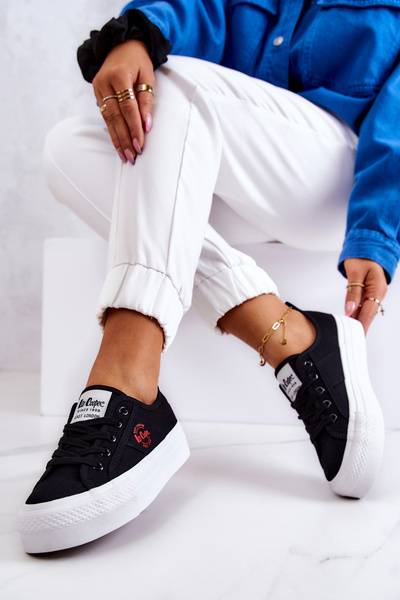 Tenisówki Trampki Platforma Lee Cooper Czarne LCW-22-31-0835L