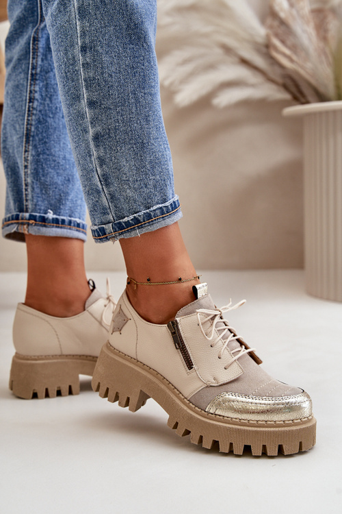 Ladies Leather Loafers Beige Maciejka 06177-04