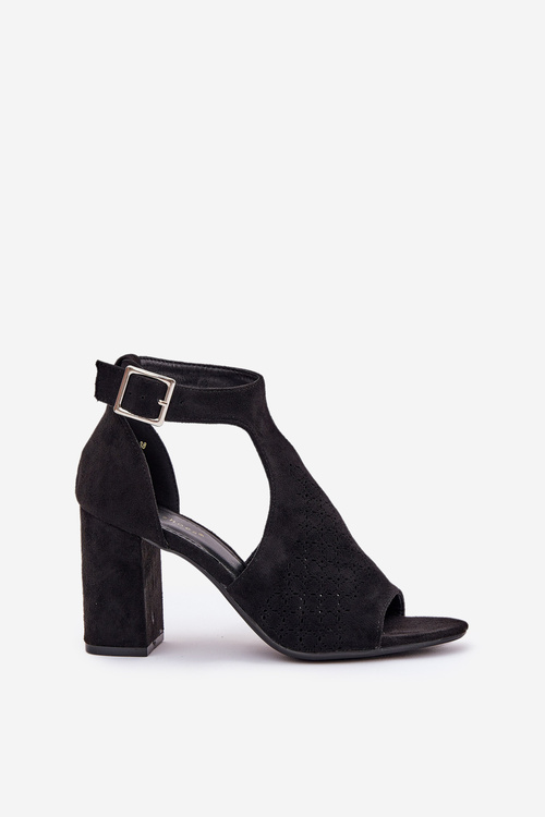 Sandals With Perforated Design On Heel Eco Suede Black Helori