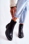 Leather Slipper Boots with Pearls Black Jilanna