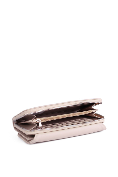 Large Women's Leather Wallet Beige Elissie