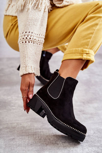 Women's boots with studs Black Afaries