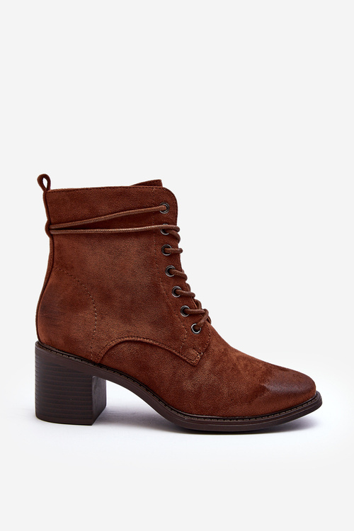 Women's Low Heel Lace-Up Ankle Boots Brown Serellia