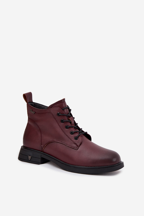 Insulated Leather Women's Boots Low Heel Vinceza 39953 Bordeaux