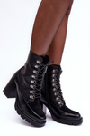Heeled Lace-Up Boots Black Lathia