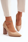 Elegant Pumps On A Decorative Heel Sergio Leone PB217 Dark Beige