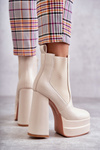 Women's Leather Boots On A Massive Heel Beige Jones