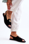 Suede Flat Sandals With Decoration Nicole 2744/002 Black