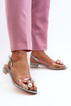Transparent sandals with low heels and green decoration D&A MR38-368
