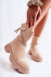 Fashionable Women's Suede Boots With Zipper Beige Kandell
