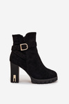 Insulated women's ankle boots with buckle Black Nolivira