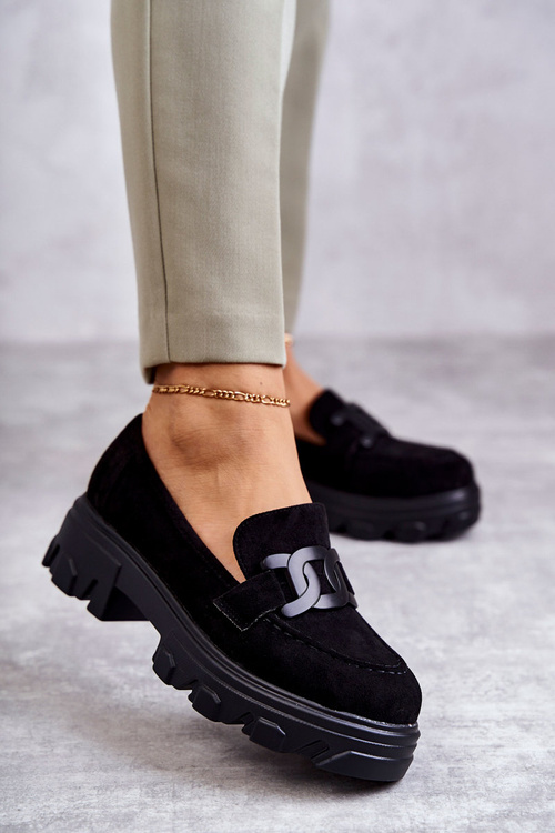 Women's Suede Shoes On The  Platform Black Janne