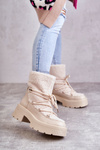 Women's snow boots with sheepskin Beige Sanna 