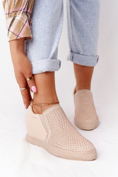 Wedge Sneakers With Sequins Lu Boo Beige