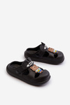Children's Foam Flip-Flops with Decoration Black Opleja